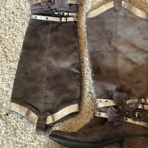 Glitter, Bling and Faux Suede Riding Boots